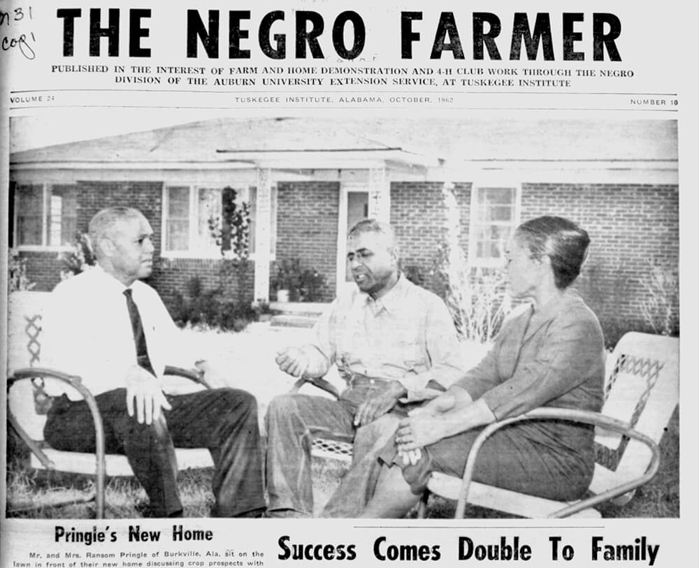 William Bailey Hill (left) talking with Mr. and Mrs. Ransom Pringle