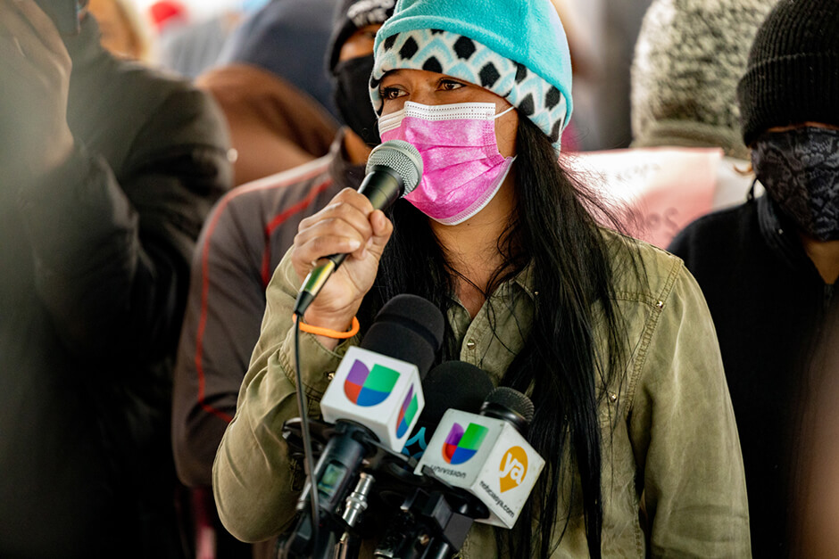 8 Asylum Seeker speaks out at press conference as one of the representatives from the migrants at the El Chaparral camp in Tijuana