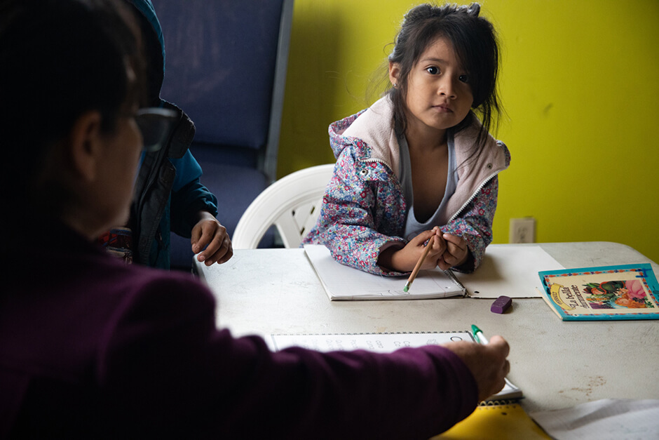 School at Agape Young girls studies in the morning at the Agape mission in Tijuana